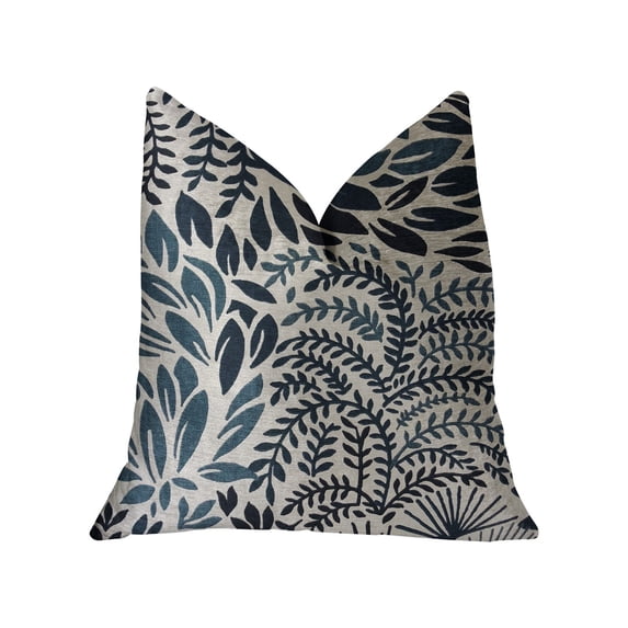 Plutus PBRA2219-2626-DP Leaf Snap Blue & Beige Luxury Throw Pillow, 26 x 26 in.
