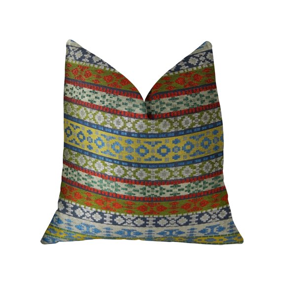 Plutus PBRAZ062-2020-DP Flower Child White Blue & Red Handmade Luxury Pillow, 20 x 20 in.
