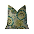 thumbnail image 1 of Plutus Paulina Turquoise Olive and Taupe Handmade Luxury Pillow - Double sided 24" x 24", 1 of 3