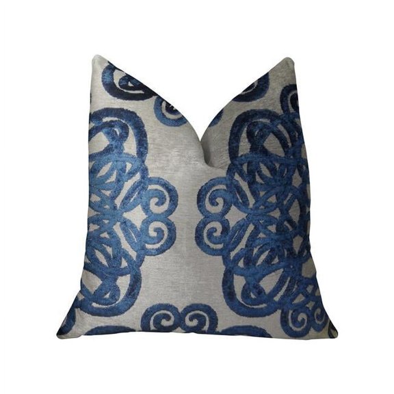 Plutus Serendepity Navy and Taupe Handmade Luxury Pillow 20"L x26"W
