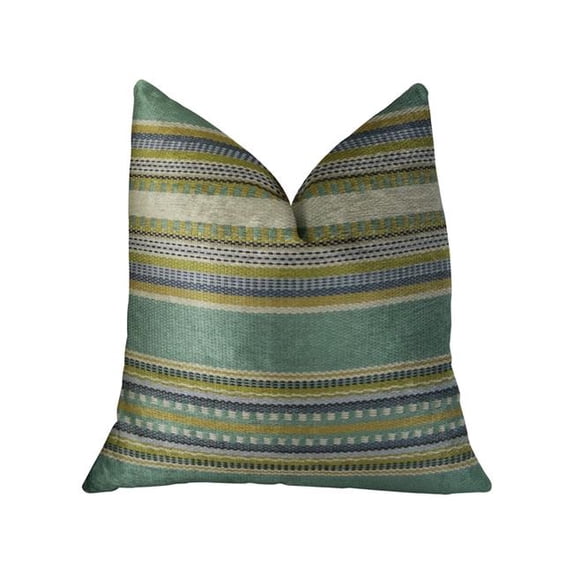 Plutus South Shore Jungle Light Blue Green and Cream Handmade Luxury Pillow - Double sided 20" x 36" King