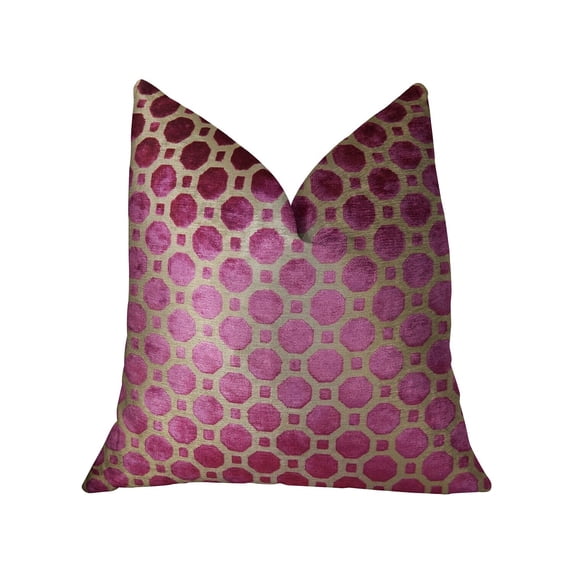 Plutus PBRAZ367-2222-DP Velvet Plum Magenta & Taupe Handmade Luxury Pillow, 22 x 22 in.