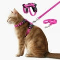 thumbnail image 1 of Plutus Pet Adjustable Cat Harness and Leash Set, Quick Release, Escape Proof Nylon Vest with Leather Trim for Kitten, Small Medium Large Cats, Hot Pink, 1 of 6