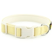 Plutus Pet Cotton Dog Collar, Heavy Duty Collar with Soft Padding, Light Yellow, M