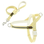 Plutus Pet Cotton Dog Harness and Leash Set, Reflective and Soft Padded, Light Yellow, M