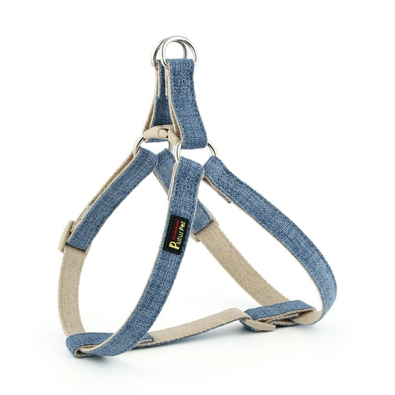 Plutus Pet Cotton Hemp Step In Dog Harness, Sustainable, Lightweight and Escape-Proof, Easy Walk Dog Harness for Puppy Small Medium and Large Dogs, Haze Blue, XS