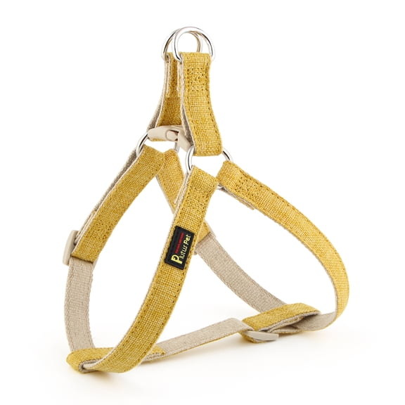 Plutus Pet Cotton Hemp Step In Dog Harness, Sustainable, Lightweight and Escape-Proof, Easy Walk Dog Harness for Puppy Small Medium and Large Dogs, Yellow, XS