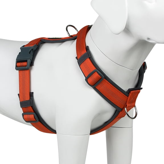 Plutus Pet Dog Harness, Adjustable Nylon Harness with Soft Padding, Reflective and Heavy Duty Dog Harness for Small, Medium, Large Dogs(Orange, S)