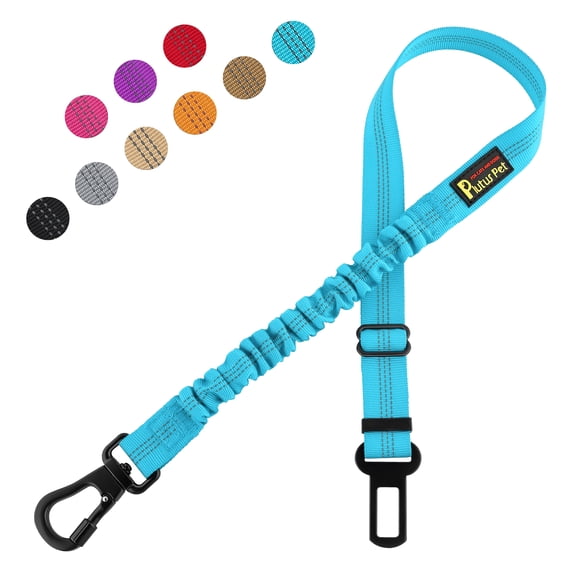 Plutus Pet Dog Seat Belt for Car, Adjustable with Carabiner Clip, Cyan