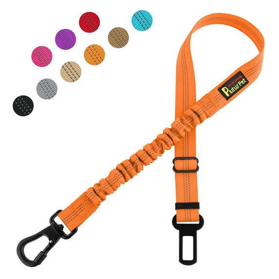 Plutus Pet Dog Seat Belt for Car, Adjustable with Carabiner Clip, Orange