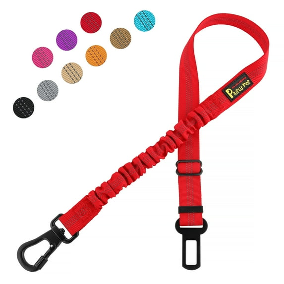 Plutus Pet Dog Seat Belt for Car, Adjustable with Carabiner Clip, Red