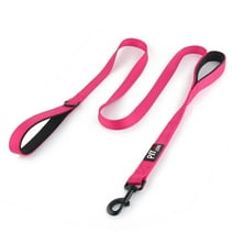 Plutus Pet Double Handle Dog Leash 6ft Long, Padded Traffic Handle and Reflective, Pink