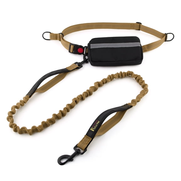 Plutus Pet Hands Free Dog Leash, Soft Padded Dual Handle Retractable Bungee Leash with Reflective Stitches, Adjustable Wasit Leash for Dog Walking Running Jogging, for Medium Large Dogs