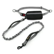 Plutus Pet Hands Free Dog Leash, Soft Padded Dual Handle Retractable Bungee Leash with Reflective Stitches, Adjustable Wasit Leash for Dog Walking Running Joggi