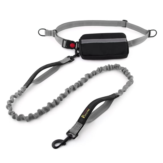 Plutus Pet Hands Free Dog Leash, Soft Padded Dual Handle Retractable Bungee Leash with Reflective Stitches, Adjustable Wasit Leash for Dog Walking Running Jogging, for Medium Large Dogs