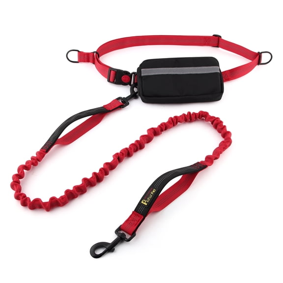 Plutus Pet Hands Free Dog Leash, Soft Padded Dual Handle Retractable Bungee Leash with Reflective Stitches, Adjustable Wasit Leash for Dog Walking Running Jogging, for Medium Large Dogs
