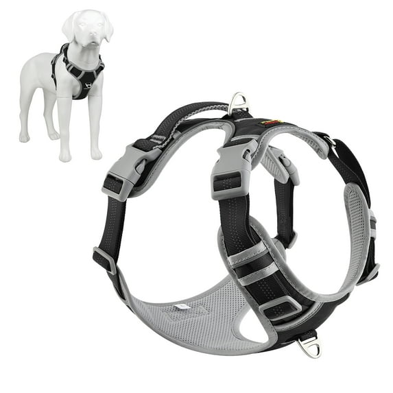 Plutus Pet No Pull Dog Harness, Release At Neck, Reflective Adjustable Dog Vest Harness, Easy Control Handle for Walking, for Small Medium Large Dogs, Black, XL