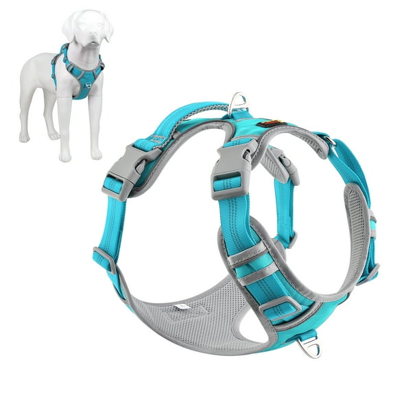 Plutus Pet No Pull Dog Harness, Release At Neck, Reflective Adjustable Dog Vest Harness, Easy Control Handle for Walking, for Small Medium Large Dogs, Cyan, XL
