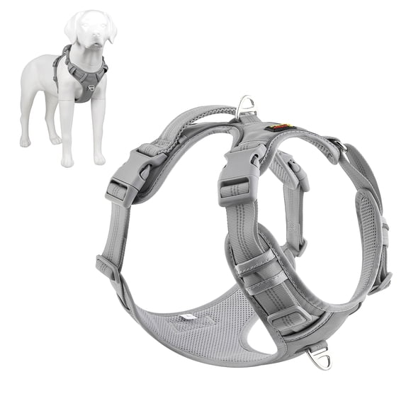 Plutus Pet No Pull Dog Harness, Release At Neck, Reflective Adjustable Dog Vest Harness, Easy Control Handle for Walking, for Small Medium Large Dogs, Gray, XL