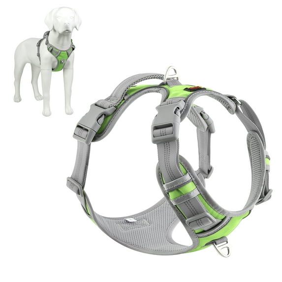 Plutus Pet No Pull Dog Harness, Release At Neck, Reflective Adjustable Dog Vest Harness, Easy Control Handle for Walking, for Small Medium Large Dogs, Green, M