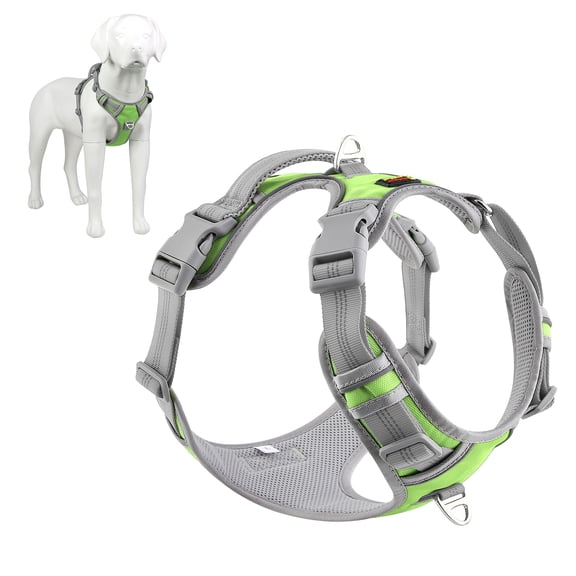 Plutus Pet No Pull Dog Harness, Release At Neck, Reflective Adjustable Dog Vest Harness, Easy Control Handle for Walking, for Small Medium Large Dogs, Green, M