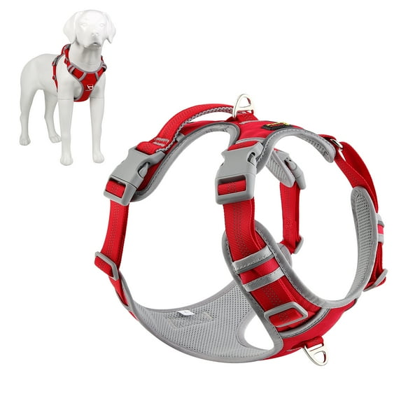 Plutus Pet No Pull Dog Harness, Release At Neck, Reflective Adjustable Dog Vest Harness, Easy Control Handle for Walking, for Small Medium Large Dogs, Red, S