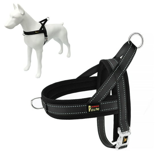 Plutus Pet No Pull Dog Harness with Breathable Mesh Padded, Adjustable Reflective Escape Proof Dog Harness, Quick Fit Dog Vest Harness for Small Medium Large Dogs(L, Black)
