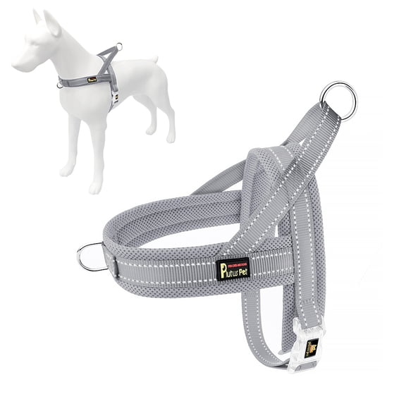 Plutus Pet No Pull Dog Harness with Breathable Mesh Padded, Adjustable Reflective Escape Proof Dog Harness, Quick Fit Dog Vest Harness for Small Medium Large Dogs(XXS, Gray)