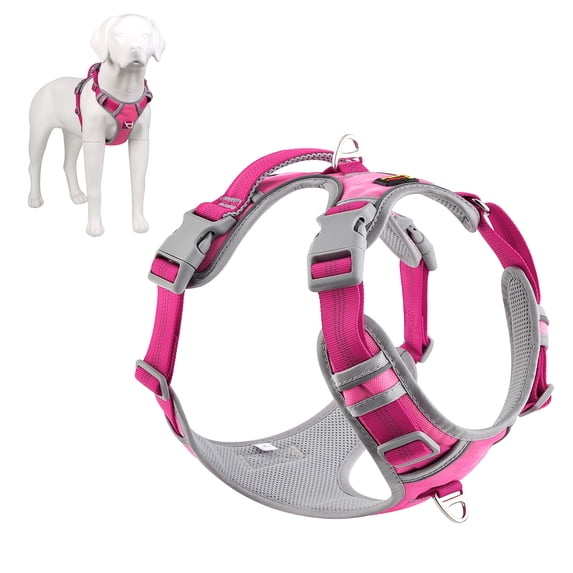 Plutus Pet No Pull Dog Harness, Release At Neck, Reflective Adjustable Dog Vest Harness, Easy Control Handle for Walking, for Small Medium Large Dogs, Hot Pink, M