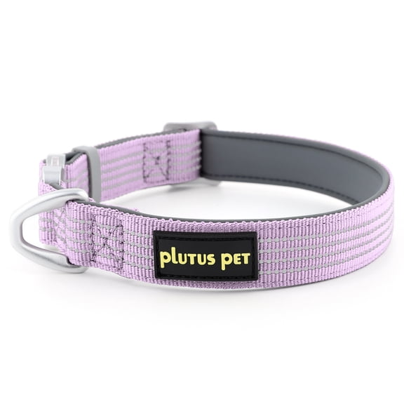 Plutus Pet Reflective Dog Collar with Aviation Aluminum Buckle, Neoprene Padded for comfort, Lightweight, Heavy Duty Nylon Collar for Puppy Small Medium Large Dogs (Lilac Purple, M)