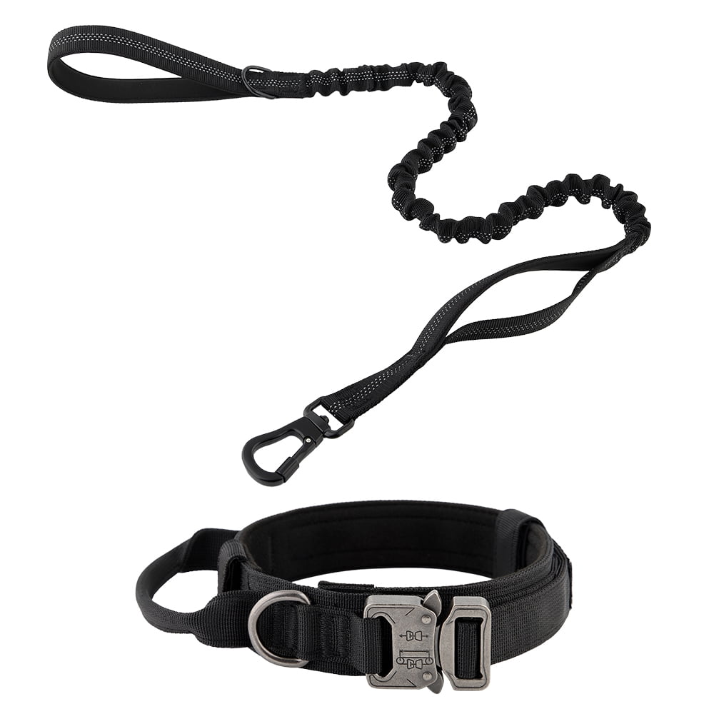 Plutus Pet Tactical Dog Collar Soft Padded Adjustable Heavy Duty Control Handle L Black Set Walmart