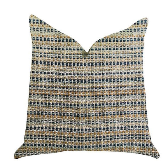 Plutus Peyton Braid Luxury Throw Pillow - Beige Blue Brown - 20in. x 30in. Queen