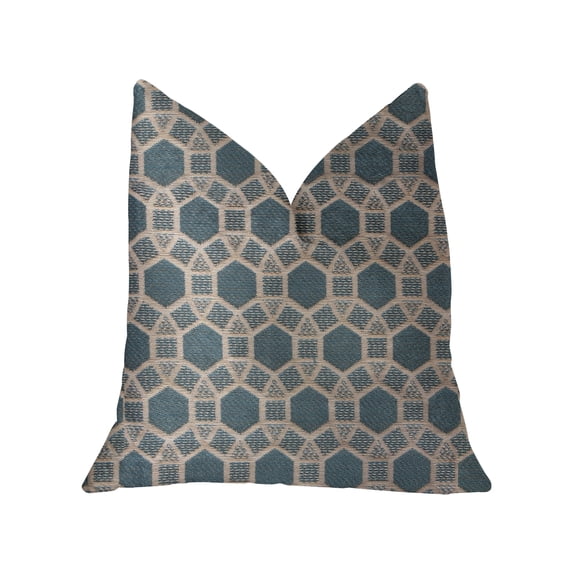 Plutus Pineapple Slice Blue and Beige Luxury Throw Pillow 18"L x18"W