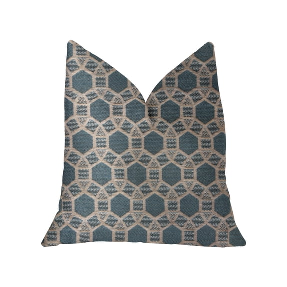 Plutus Pineapple Slice Blue and Beige Luxury Throw Pillow