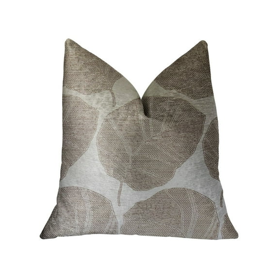 Plutus Pleasant Leaves Gray Luxury Throw Pillow