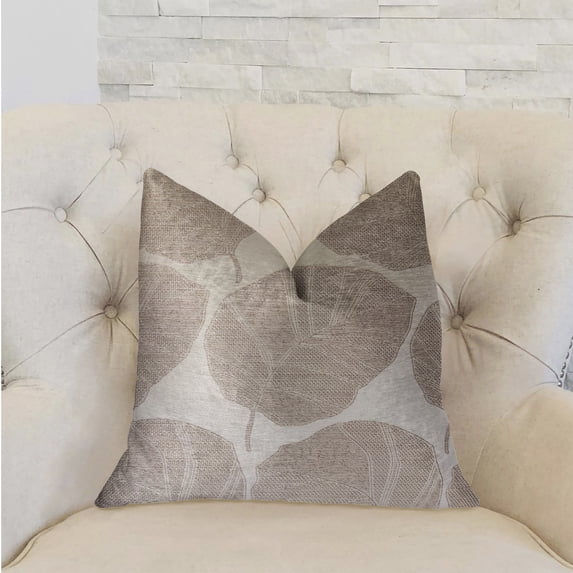 Plutus Pleasant Leaves Gray Luxury Throw Pillow