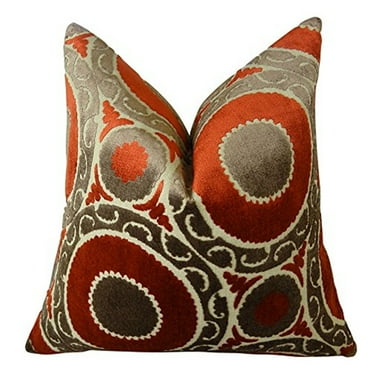 Plutus Pomegranate Handmade Throw Pillow-Color:Red/Brown,Size:16" x 16"