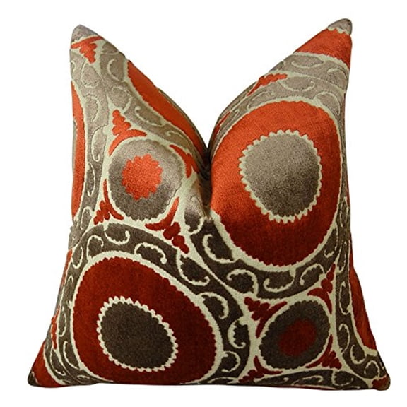 Plutus Pomegranate Handmade Throw Pillow-Color:Red/Brown,Size:26" x 26"