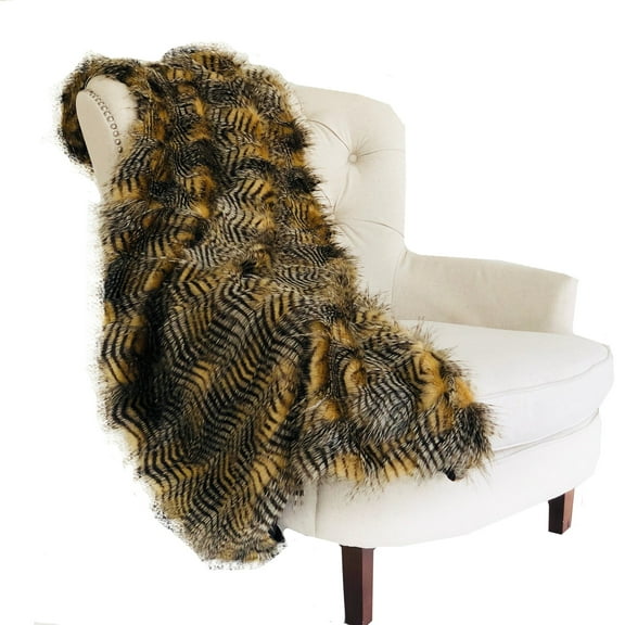 Plutus 80" x 110" Porcupine Faux Fur Luxury Throw in Mocha
