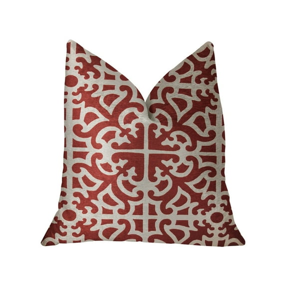 Plutus Red Romance Red and Beige Luxury Throw Pillow