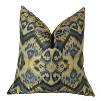 Plutus Rhythm Waves Handmade Double Sided Throw Pillow - Blue - Navy & Taupe - 12 x 20 in.