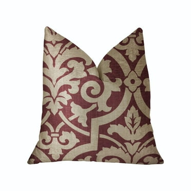 Plutus Sacred Shield Red and Beige Luxury Throw Pillow 12"L x20"W