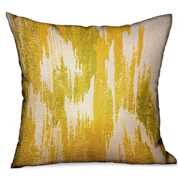 Plutus Brands PBDUO112-2020-DP 20 x 20 in. Saffron Love Yellow ikat Luxury Outdoor & Indoor Throw Pillow