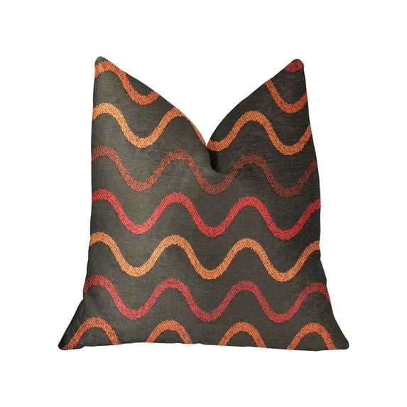 Plutus Serenity Flow Gray and Orange Luxury Throw Pillow 12"L x20"W