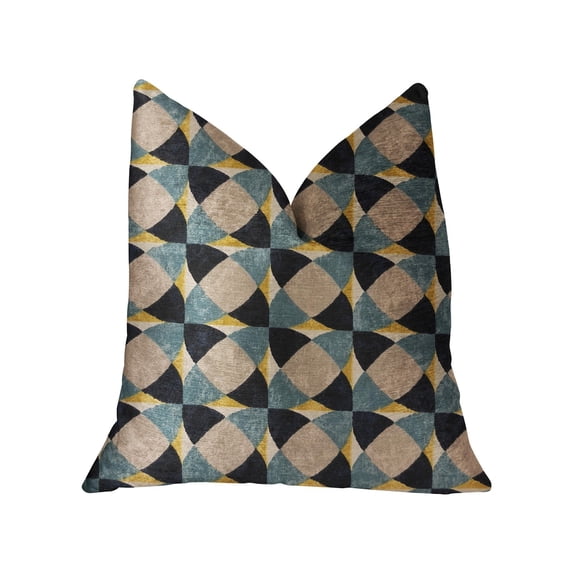 Plutus Shape Reflections Blue and Beige Luxury Throw Pillow