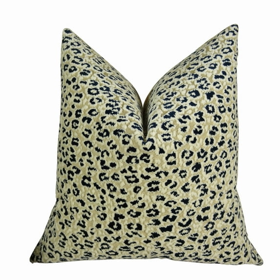 Plutus Soft Cheetah Handmade Double Sided Throw Pillow - Cream & Black - 12 x 25 in.
