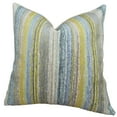 thumbnail image 1 of Plutus Soft Stripe Cornflower Handmade Throw Pillow - Blue - Mustard & Lavender - 12 x 20 in., 1 of 2