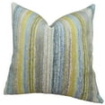thumbnail image 1 of Plutus Soft Stripe Cornflower Handmade Throw Pillow - Blue - Mustard & Lavender - 24 x 24 in., 1 of 4