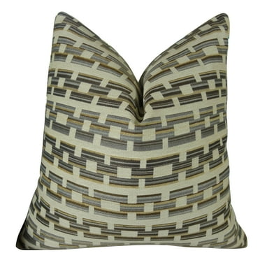 Plutus Square Link Handmade Double Sided Throw Pillow - White & Gray - 12 x 20 in.