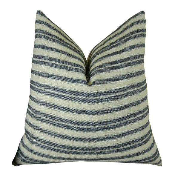 Plutus Stone Manor Indigo Handmade Throw Pillow-Color:Navy/Cream,Size:24" x 24"